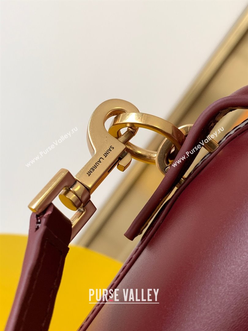 Saint Laurent LE 37 Mini Bucket Bag in Burgundy Calfskin 765870 2024 (MHUI-241030001)