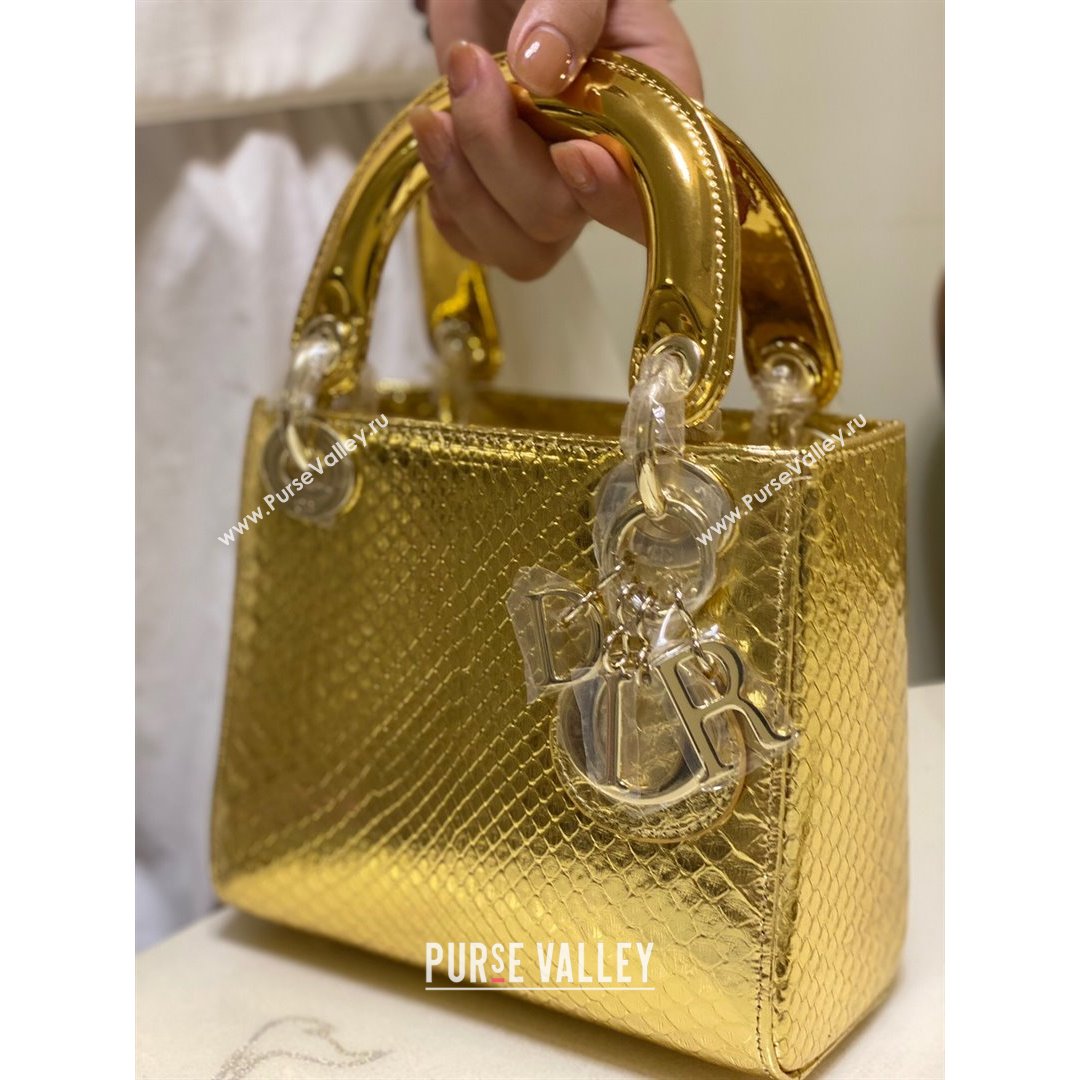 Dior Mini Lady Dior Bag in Python Leather Gold 2021 (XY-210903056)