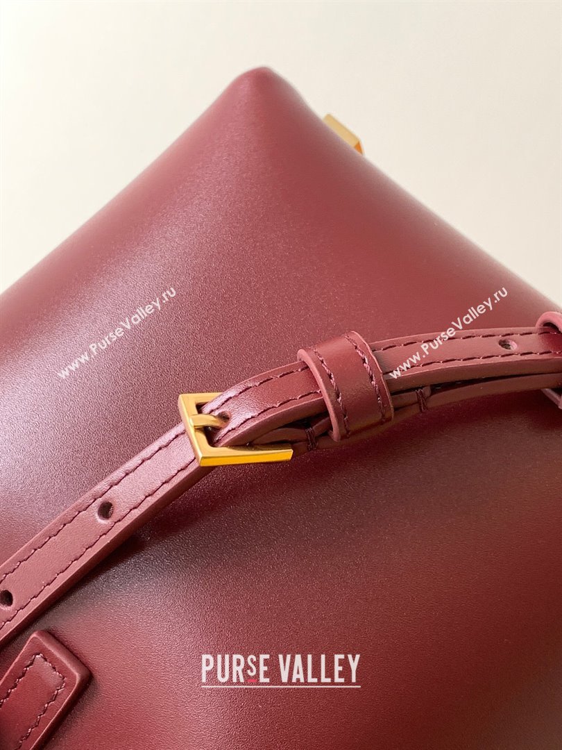 Saint Laurent LE 37 Mini Bucket Bag in Burgundy Calfskin 765870 2024 (MHUI-241030001)