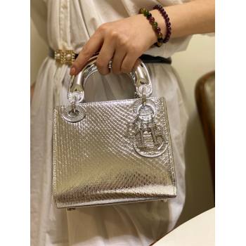 Dior Mini Lady Dior Bag in Python Leather Silver 2021 (XY-210903057)