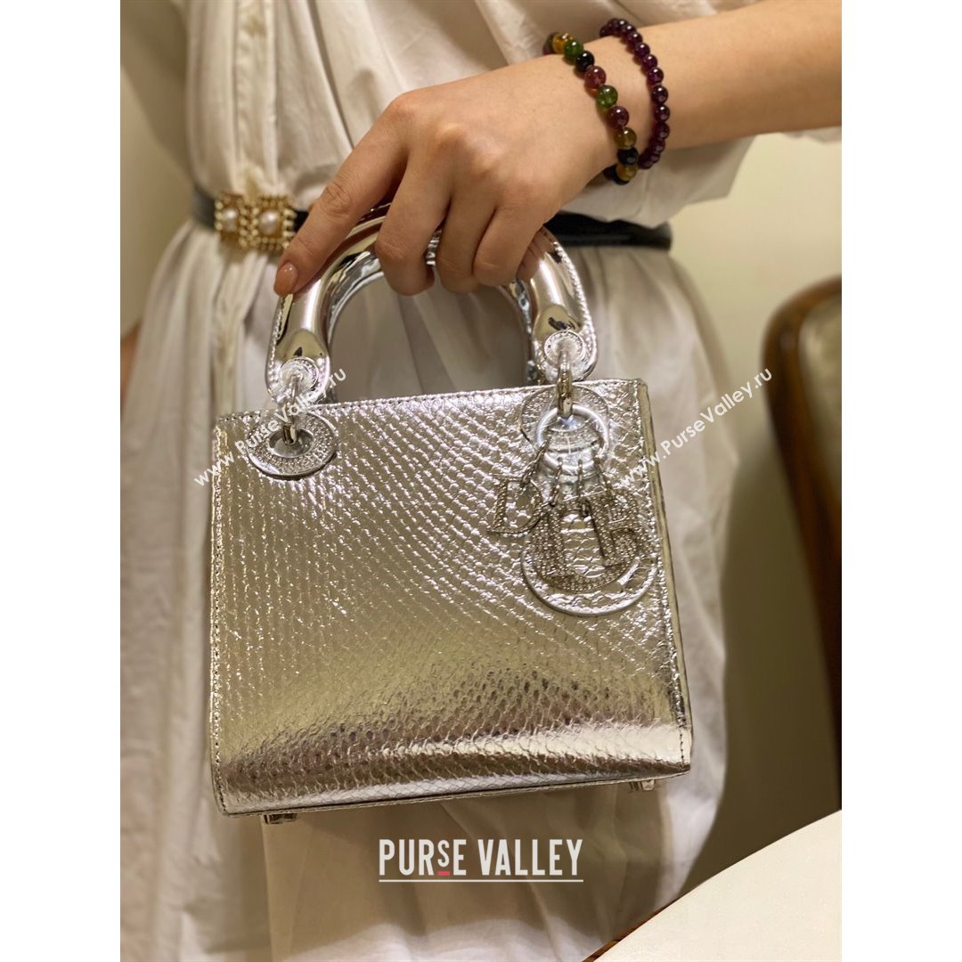 Dior Mini Lady Dior Bag in Python Leather Silver 2021 (XY-210903057)