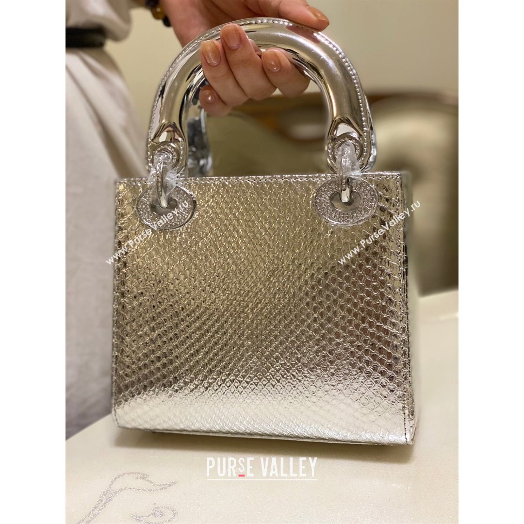 Dior Mini Lady Dior Bag in Python Leather Silver 2021 (XY-210903057)