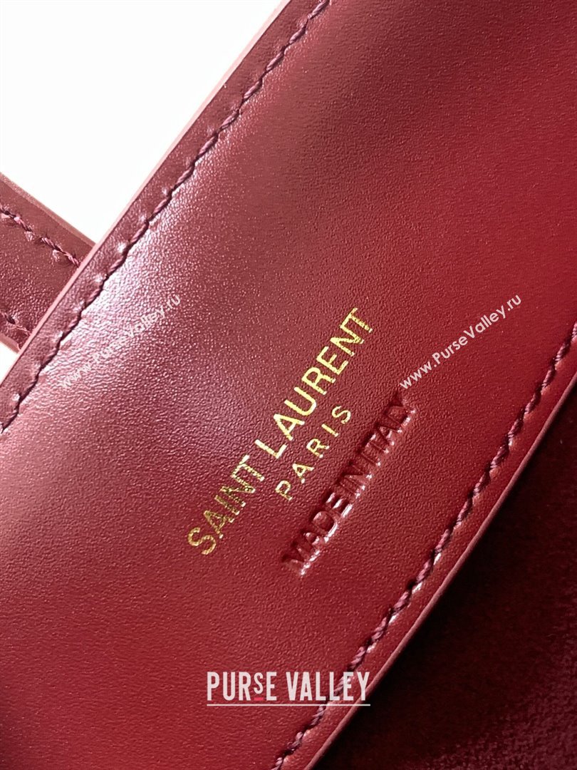 Saint Laurent LE 37 Mini Bucket Bag in Burgundy Calfskin 765870 2024 (MHUI-241030001)