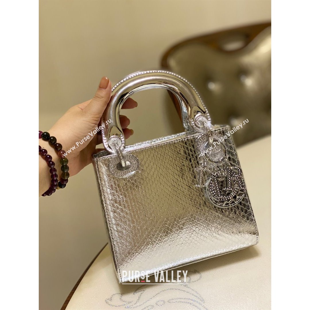 Dior Mini Lady Dior Bag in Python Leather Silver 2021 (XY-210903057)