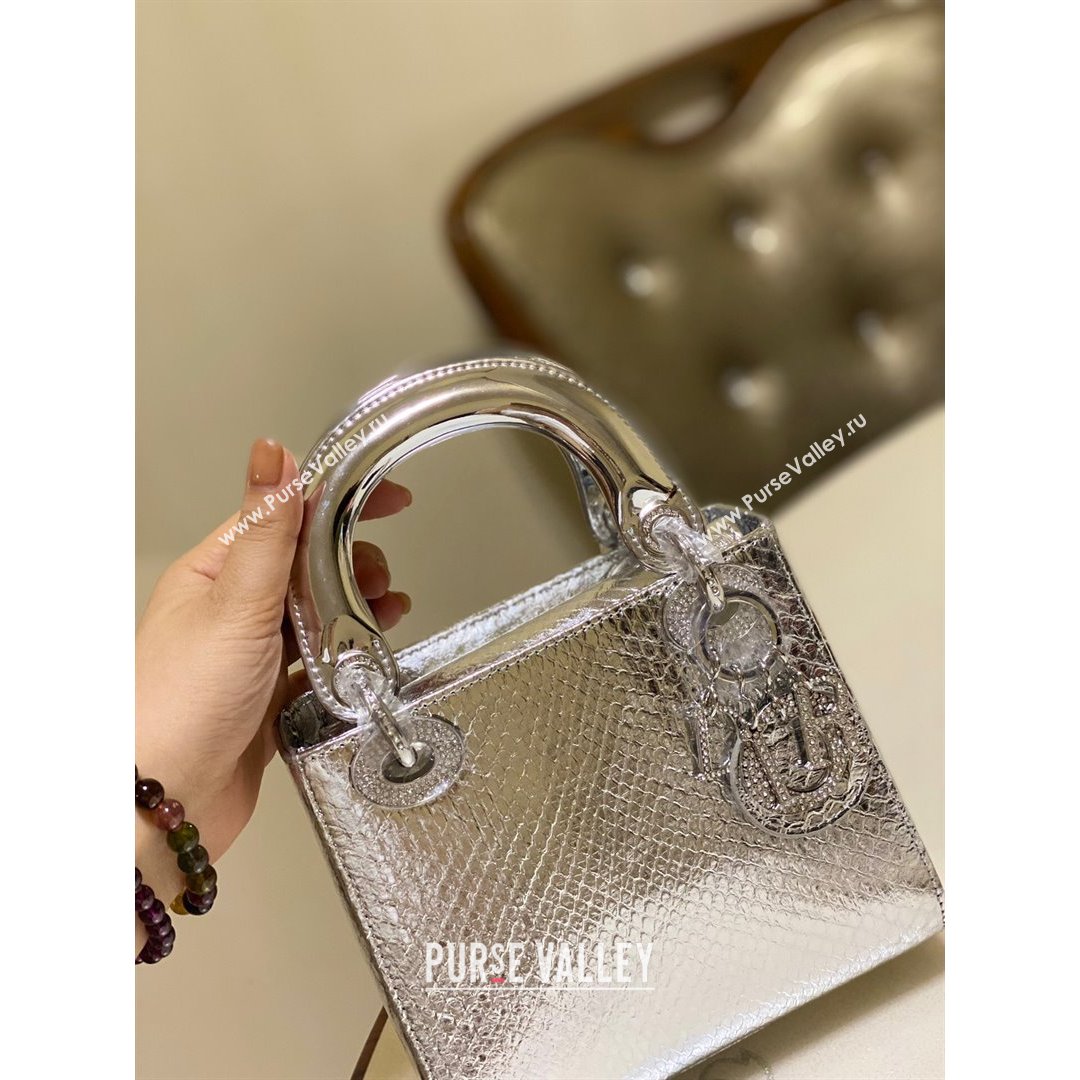 Dior Mini Lady Dior Bag in Python Leather Silver 2021 (XY-210903057)