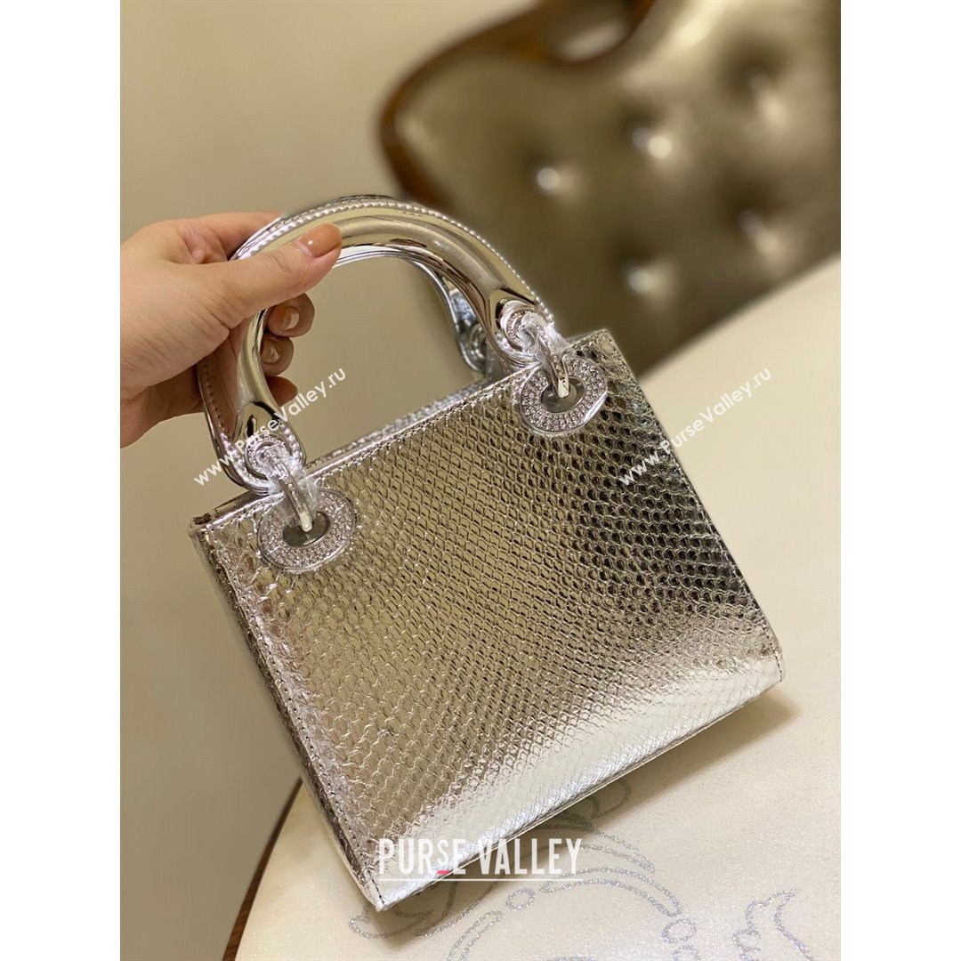 Dior Mini Lady Dior Bag in Python Leather Silver 2021 (XY-210903057)