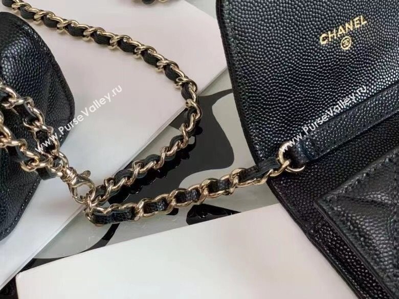 Chanel Quilted Grained Calfskin Phone Airpods Case with Chain AP2033 Black 2021 (JY-21031629)