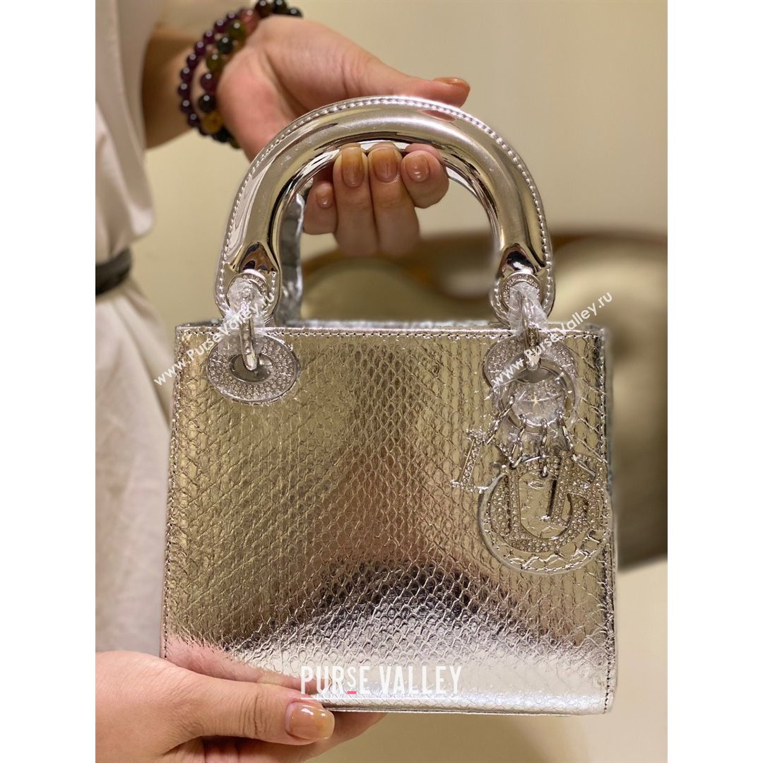 Dior Mini Lady Dior Bag in Python Leather Silver 2021 (XY-210903057)