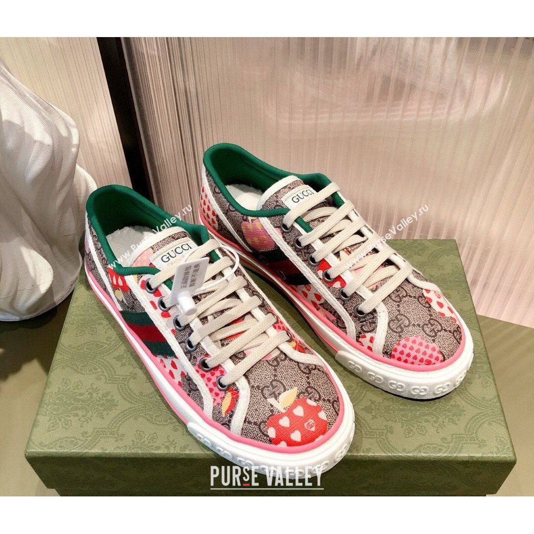 Gucci Womens Tennis 1977 Heart Apple GG Sneakers Pink 2021 (KL-21081412)