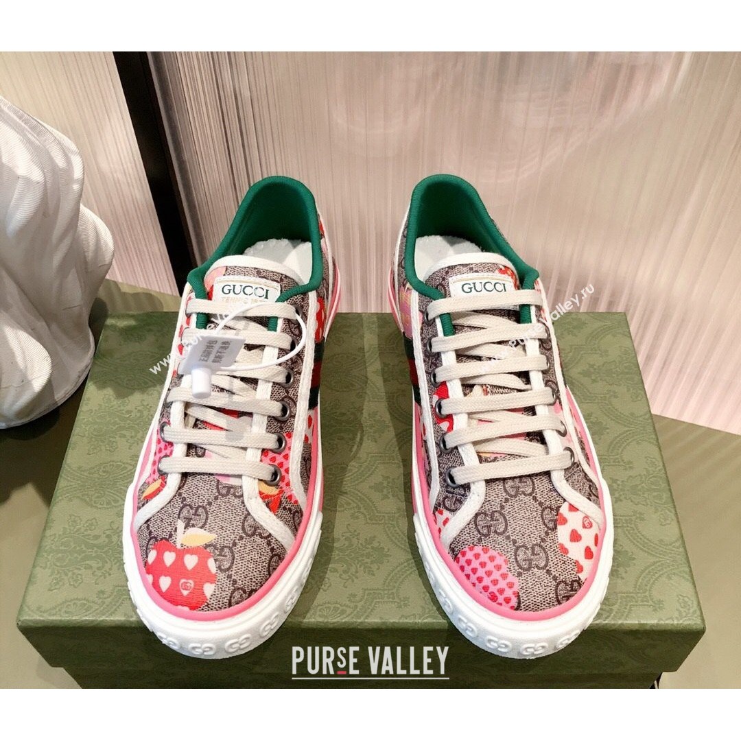 Gucci Womens Tennis 1977 Heart Apple GG Sneakers Pink 2021 (KL-21081412)