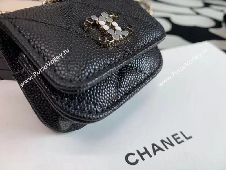 Chanel Quilted Grained Calfskin Phone Airpods Case with Chain AP2033 Black 2021 (JY-21031629)