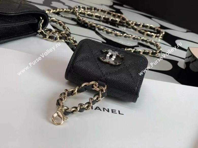 Chanel Quilted Grained Calfskin Phone Airpods Case with Chain AP2033 Black 2021 (JY-21031629)
