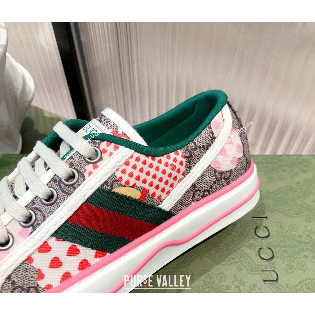 Gucci Womens Tennis 1977 Heart Apple GG Sneakers Pink 2021 (KL-21081412)