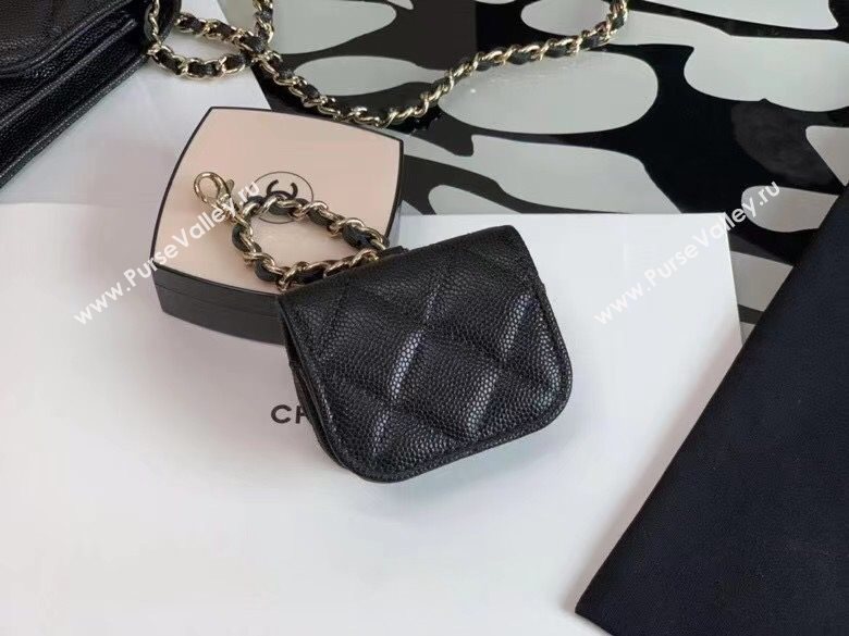 Chanel Quilted Grained Calfskin Phone Airpods Case with Chain AP2033 Black 2021 (JY-21031629)