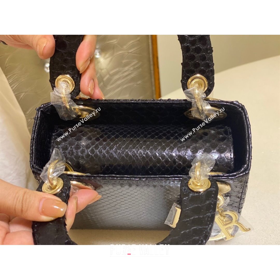 Dior Mini Lady Dior Bag in Python Leather Black 2021 (XY-210903058)