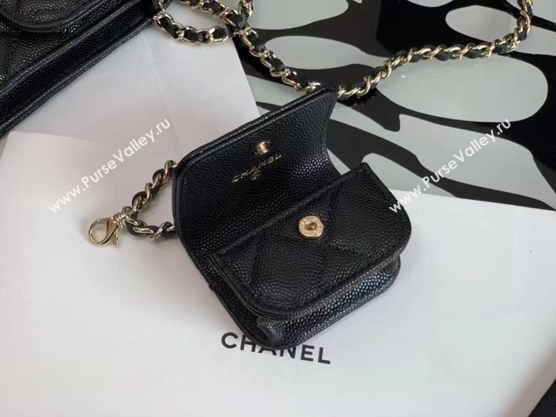 Chanel Quilted Grained Calfskin Phone Airpods Case with Chain AP2033 Black 2021 (JY-21031629)