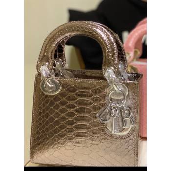 Dior Mini Lady Dior Bag in Python Leather Bronze 2021 (XY-210903059)