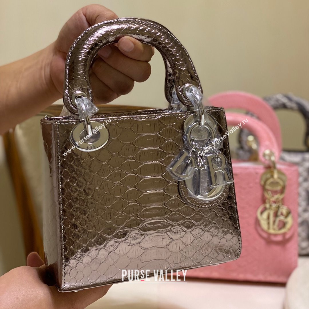 Dior Mini Lady Dior Bag in Python Leather Bronze 2021 (XY-210903059)