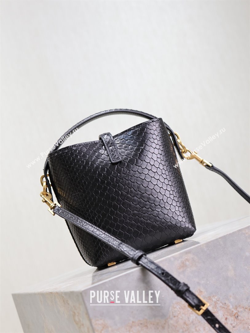 Saint Laurent LE 37 Mini Bucket Bag in Python Pattern Calfskin 765870 Black 2024 (MHUI-24110117)