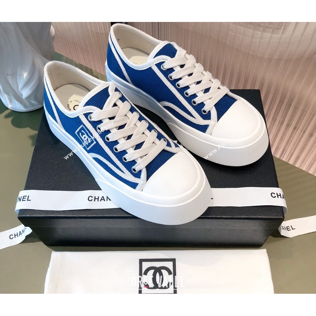 Chanel Canvas Platfrom Sneakers Blue 2021 (KL-21081414)