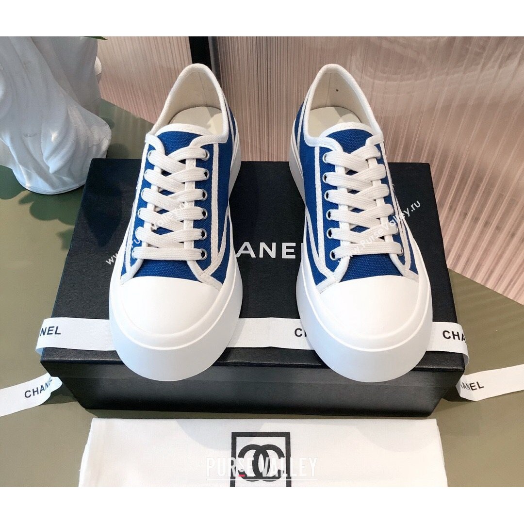 Chanel Canvas Platfrom Sneakers Blue 2021 (KL-21081414)