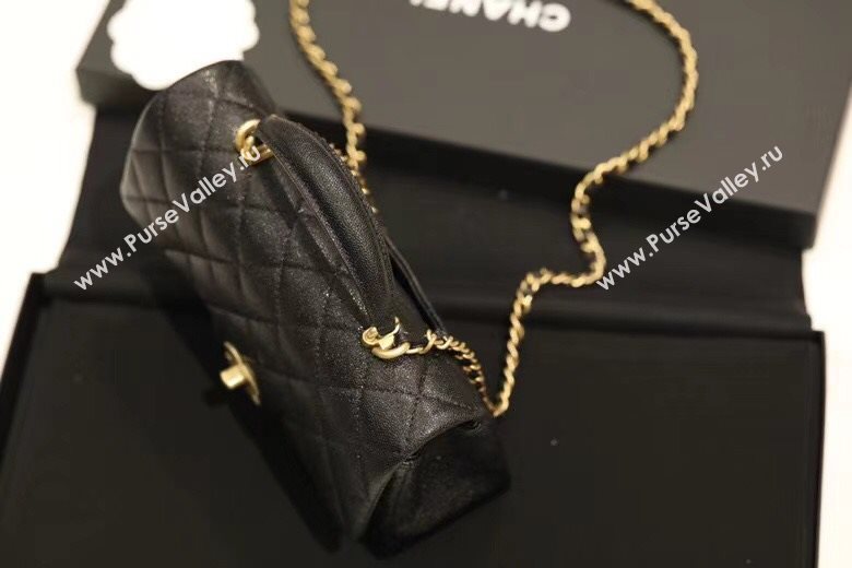 Chanel Quilted Grained Calfskin Small Flap Bag with Top Handle Black 2021 (JY-21031630)