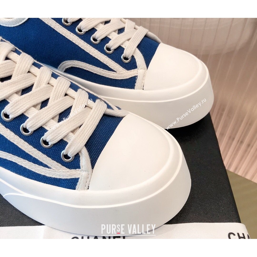 Chanel Canvas Platfrom Sneakers Blue 2021 (KL-21081414)