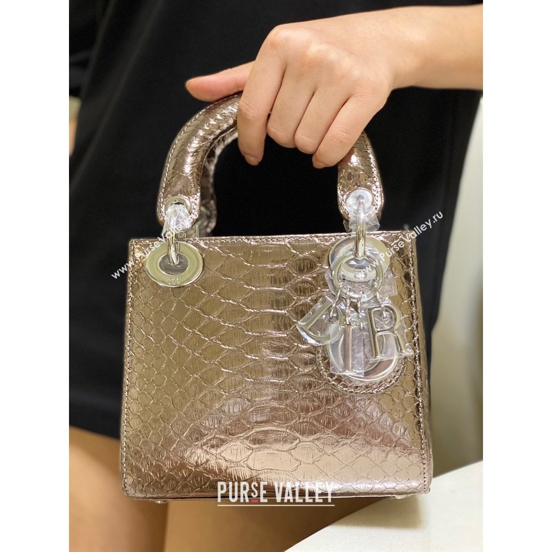 Dior Mini Lady Dior Bag in Python Leather Bronze 2021 (XY-210903059)