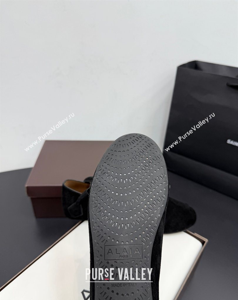 Alaia Architectura Ballet Flats in Suede with Strap Black 2025 AL020701 (KER-260207043)