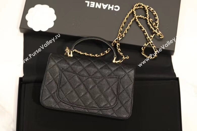 Chanel Quilted Grained Calfskin Small Flap Bag with Top Handle Black 2021 (JY-21031630)