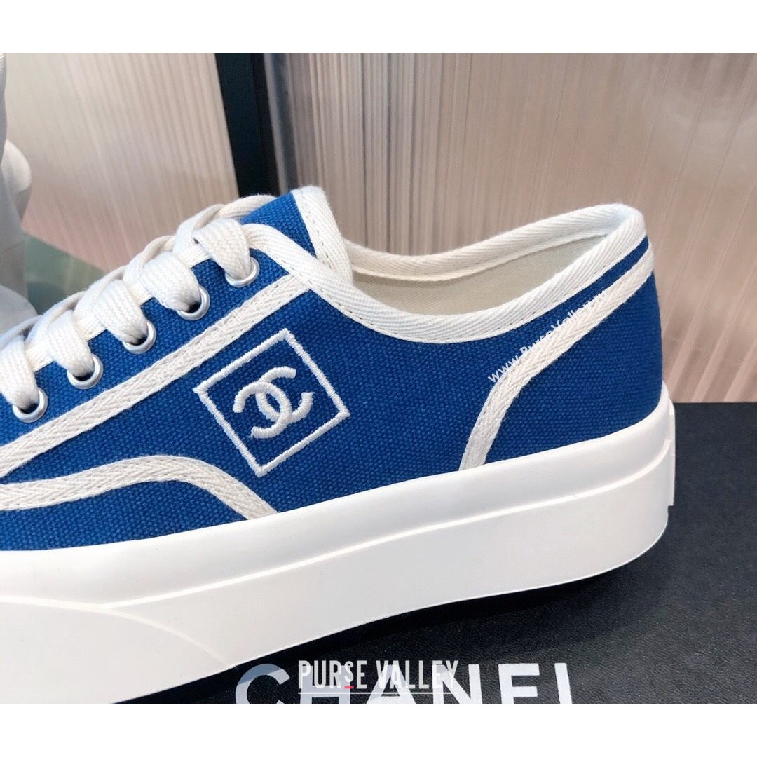 Chanel Canvas Platfrom Sneakers Blue 2021 (KL-21081414)