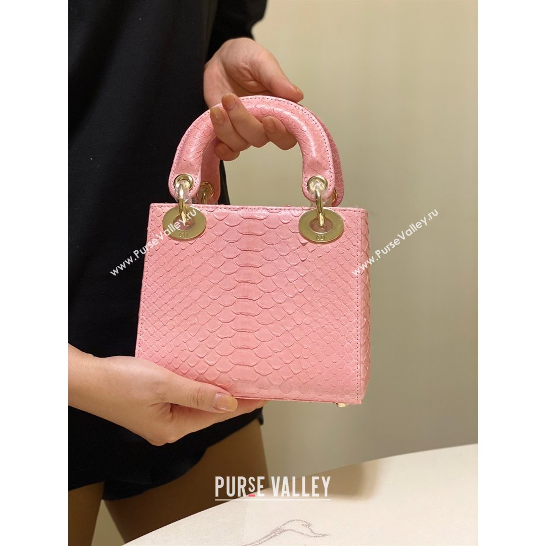 Dior Mini Lady Dior Bag in Python Leather Pink 2021 (XY-210903060)