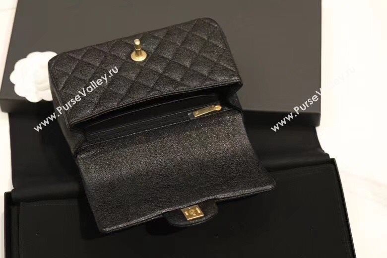 Chanel Quilted Grained Calfskin Small Flap Bag with Top Handle Black 2021 (JY-21031630)