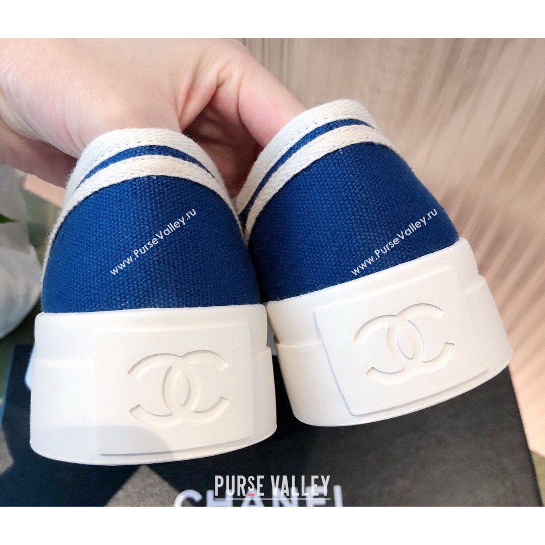 Chanel Canvas Platfrom Sneakers Blue 2021 (KL-21081414)