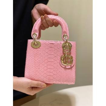 Dior Mini Lady Dior Bag in Python Leather Pink 2021 (XY-210903060)