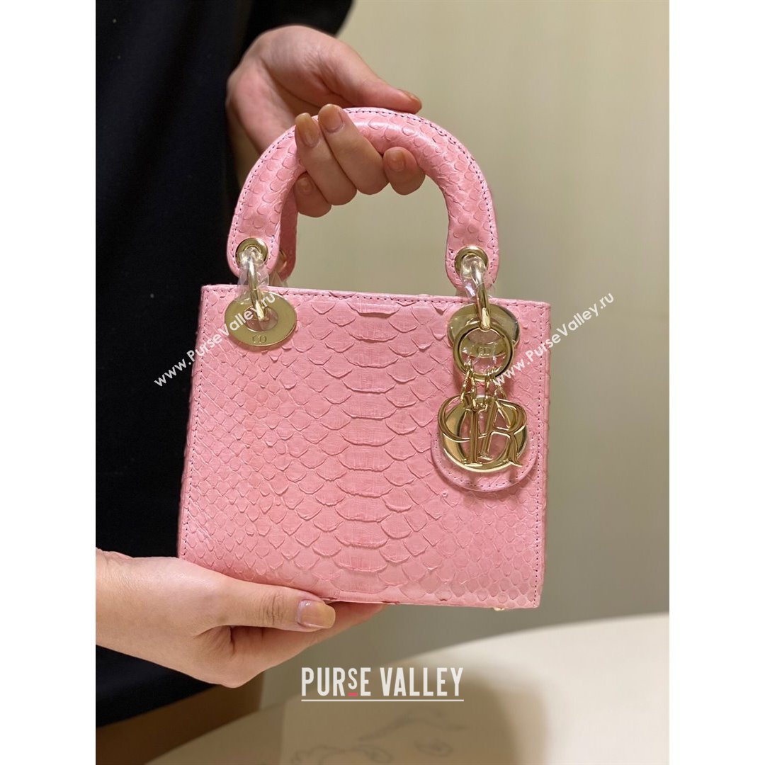 Dior Mini Lady Dior Bag in Python Leather Pink 2021 (XY-210903060)