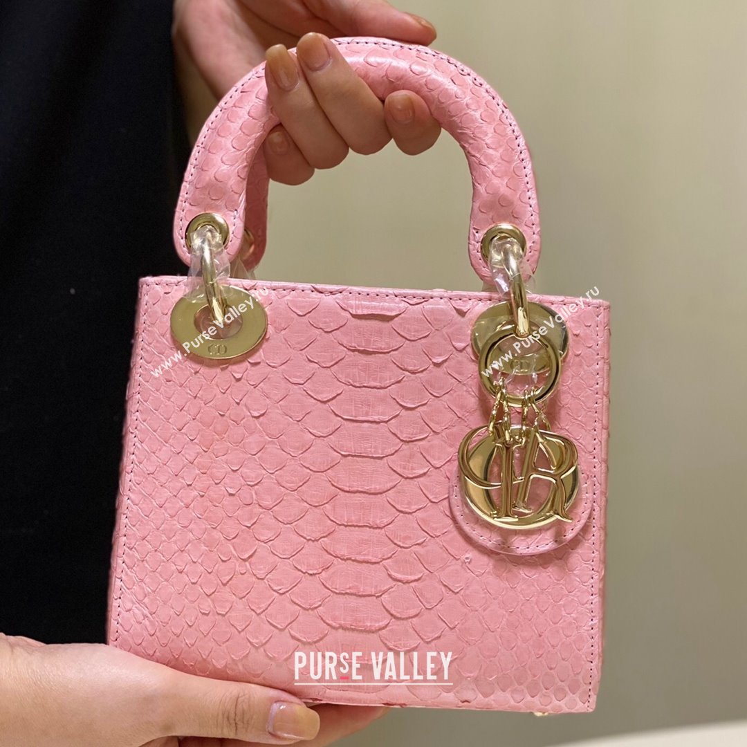 Dior Mini Lady Dior Bag in Python Leather Pink 2021 (XY-210903060)