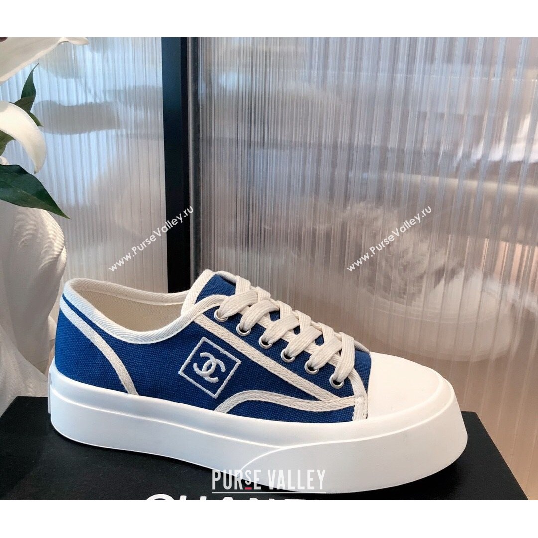 Chanel Canvas Platfrom Sneakers Blue 2021 (KL-21081414)