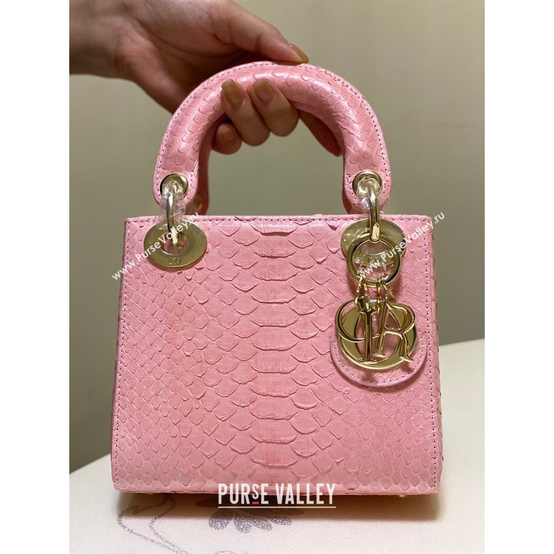 Dior Mini Lady Dior Bag in Python Leather Pink 2021 (XY-210903060)