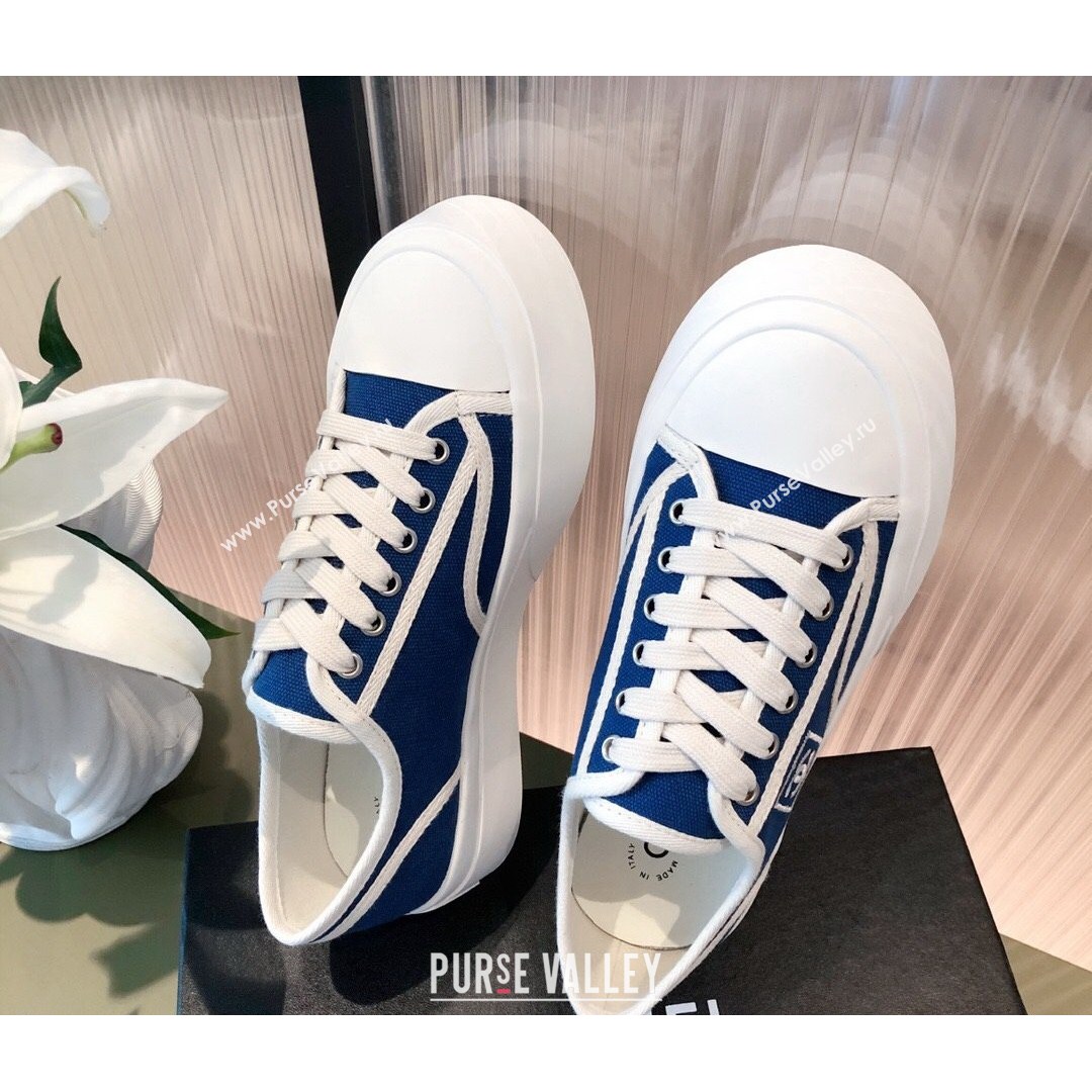 Chanel Canvas Platfrom Sneakers Blue 2021 (KL-21081414)