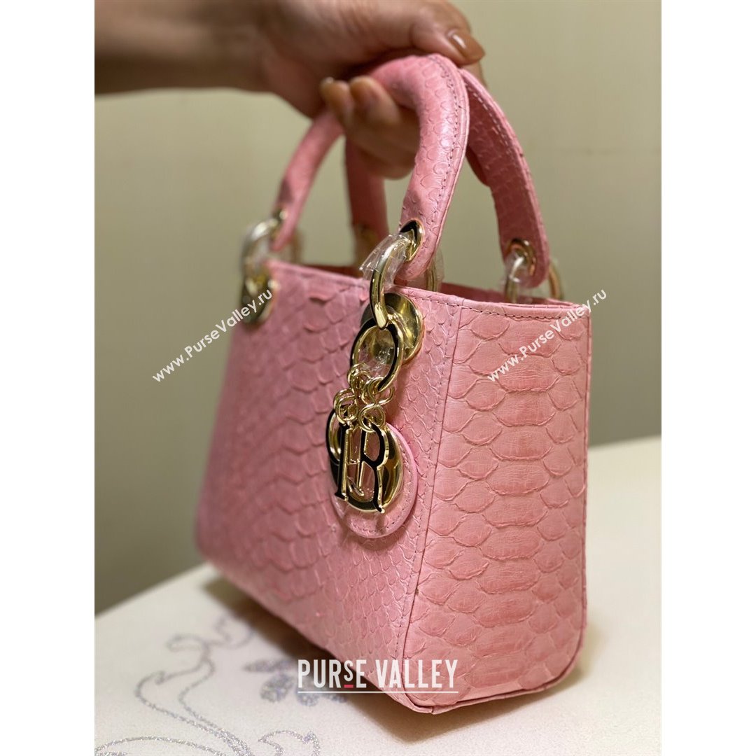 Dior Mini Lady Dior Bag in Python Leather Pink 2021 (XY-210903060)