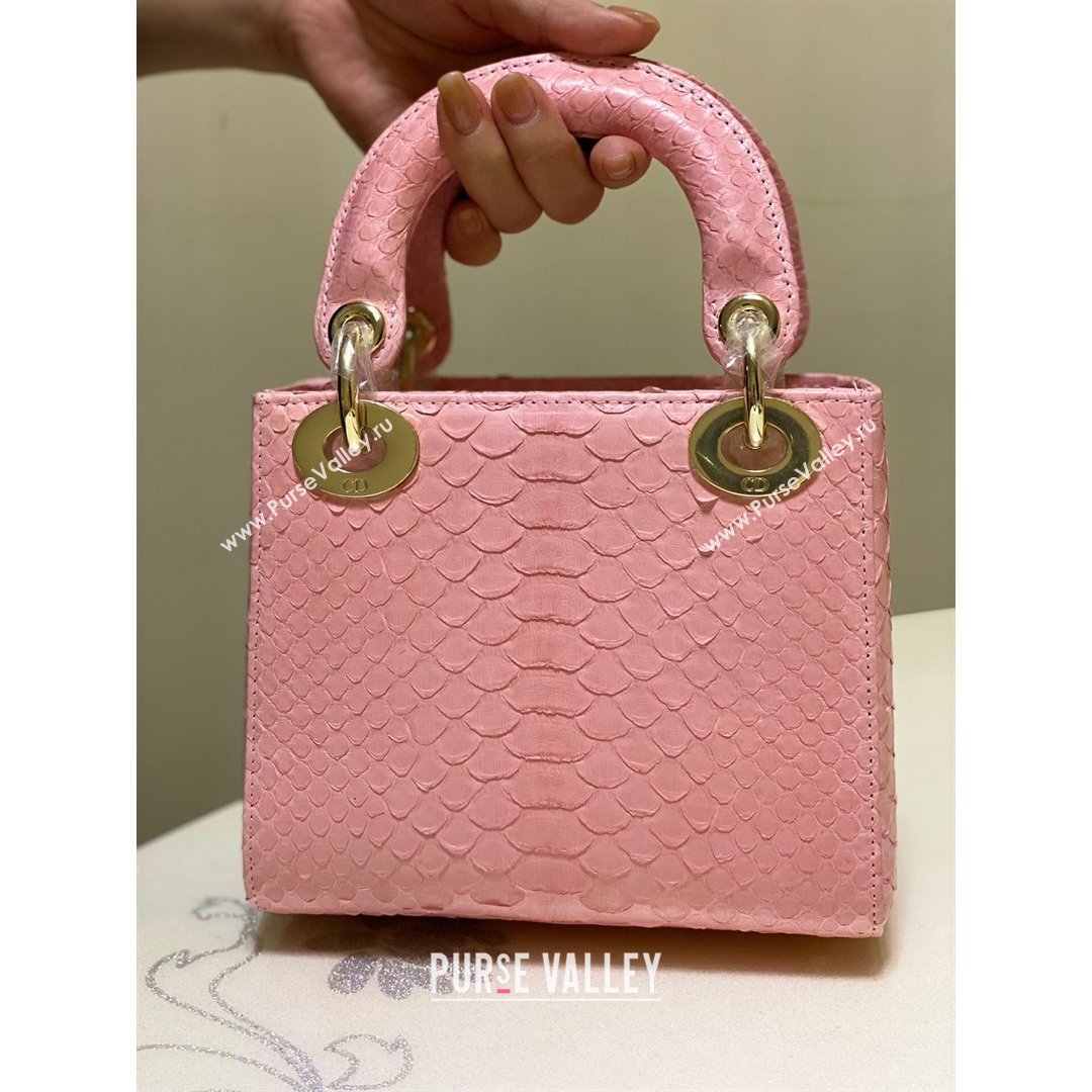 Dior Mini Lady Dior Bag in Python Leather Pink 2021 (XY-210903060)