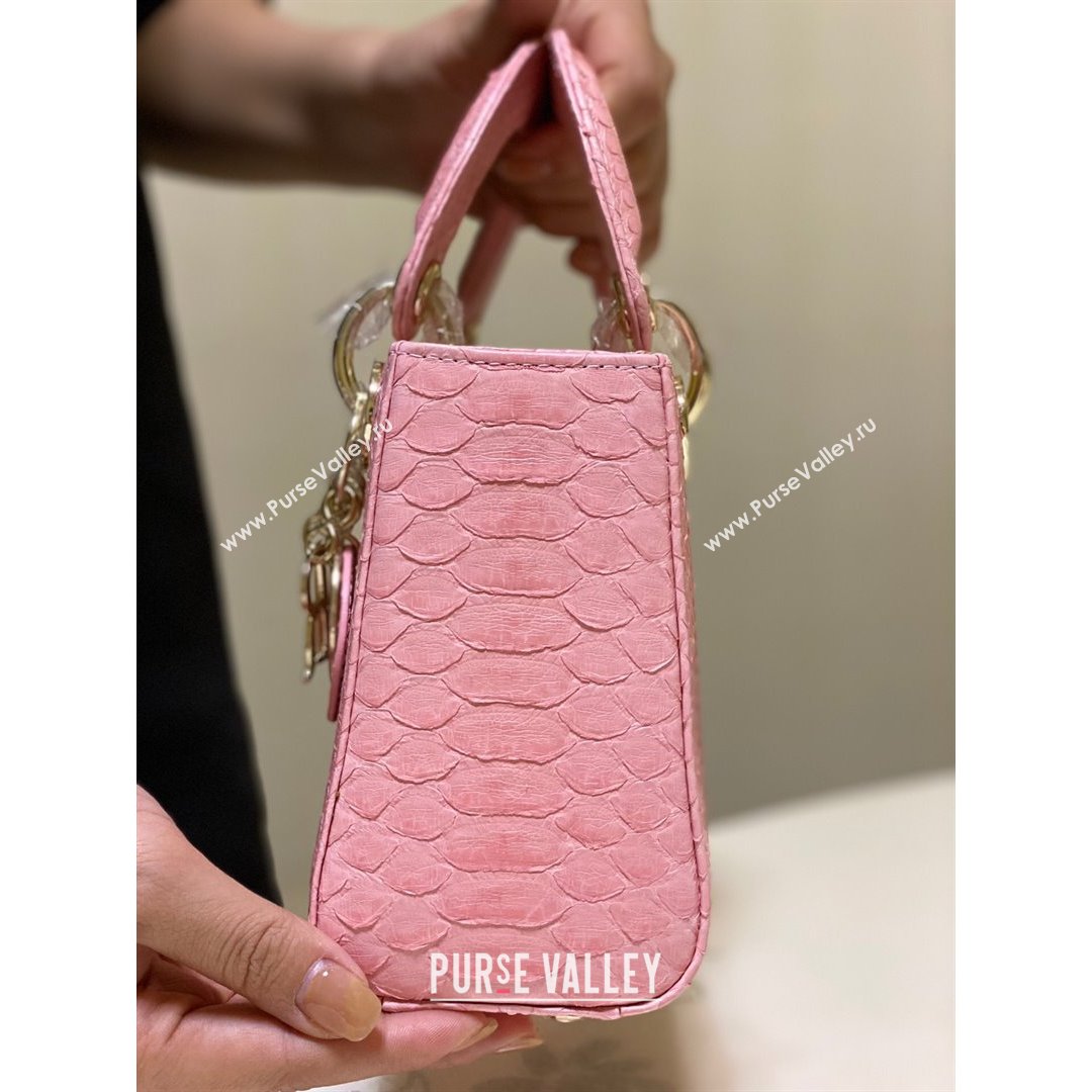 Dior Mini Lady Dior Bag in Python Leather Pink 2021 (XY-210903060)