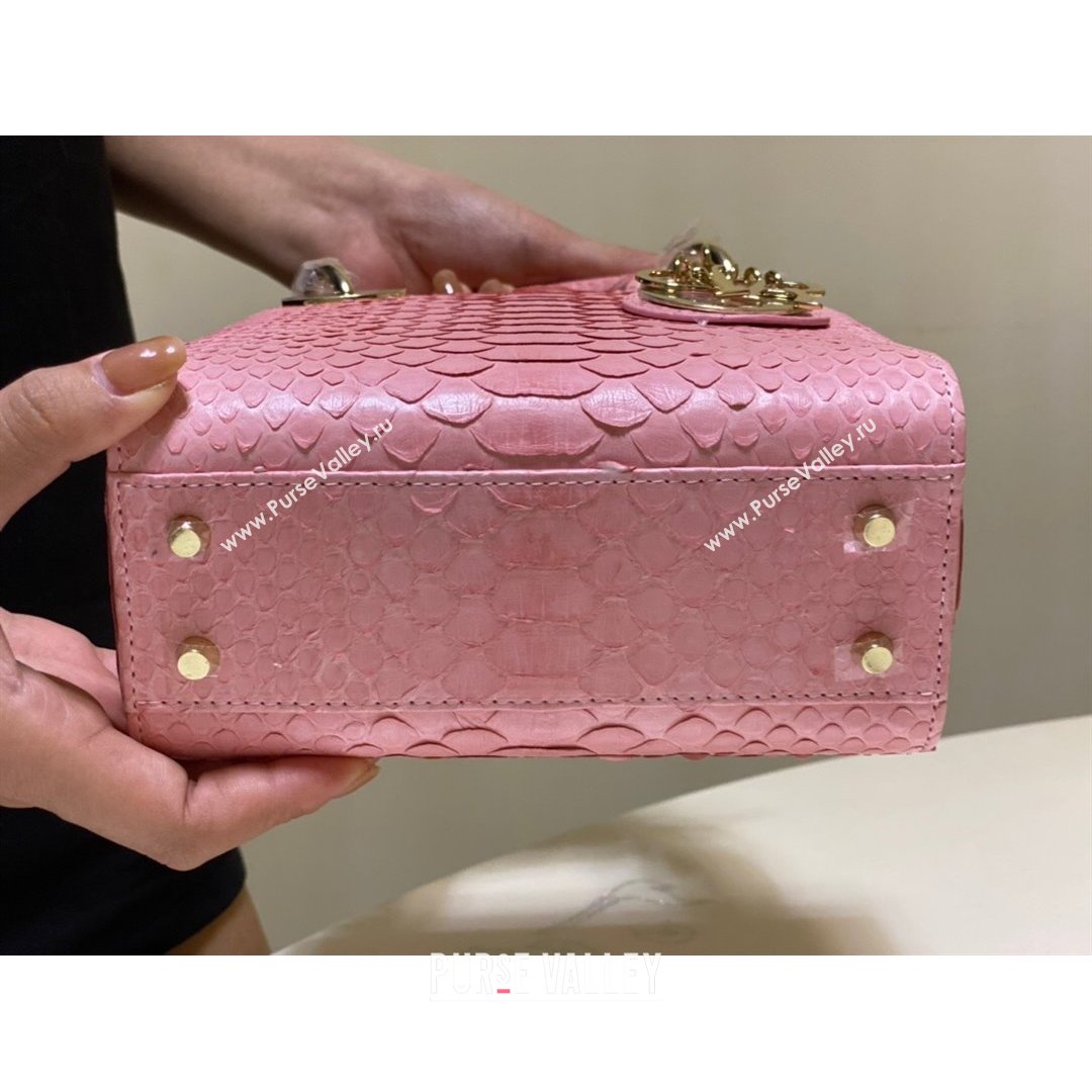 Dior Mini Lady Dior Bag in Python Leather Pink 2021 (XY-210903060)