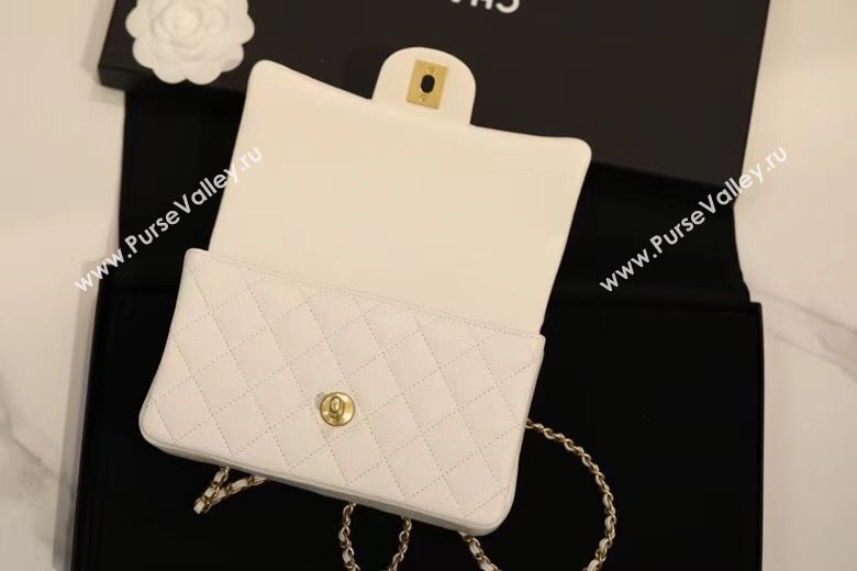 Chanel Quilted Grained Calfskin Small Flap Bag with Top Handle White 2021 (JY-21031631)