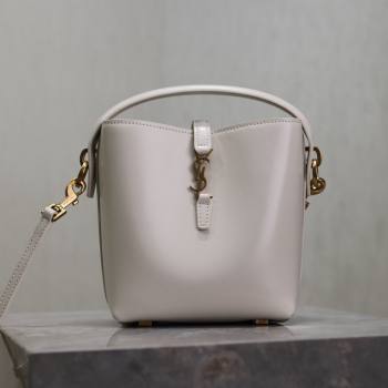 Saint Laurent LE 37 Mini Bucket Bag in White Calfskin 765870 2024 (MHUI-24110120)