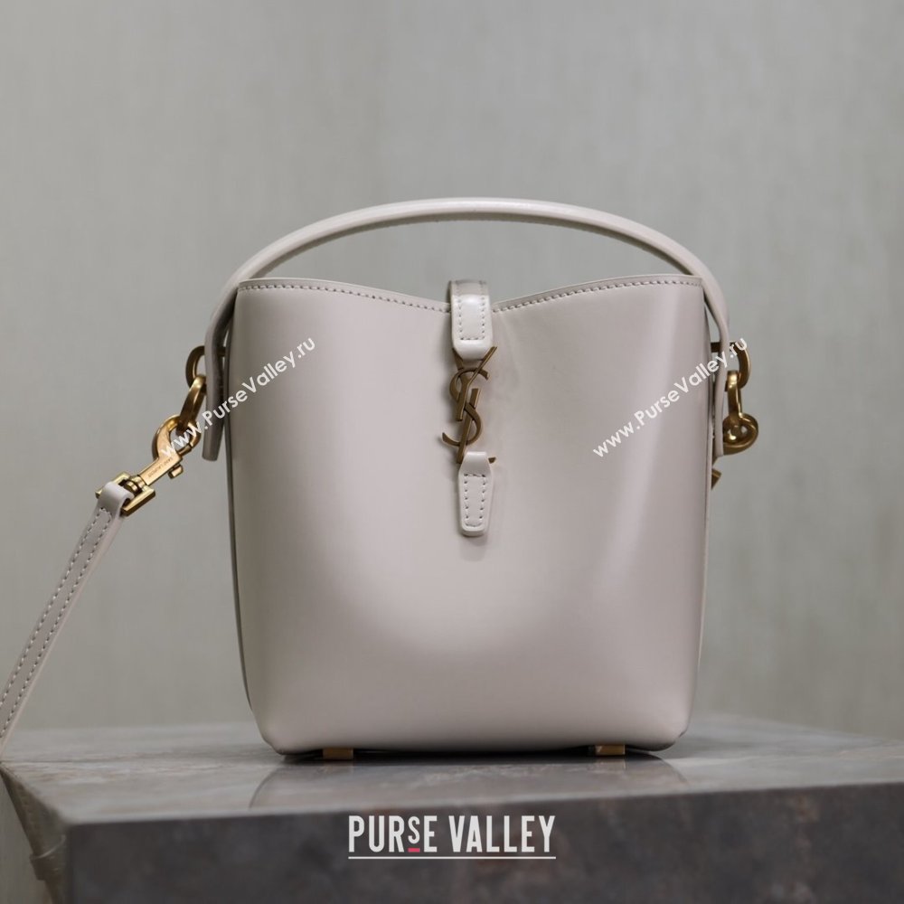 Saint Laurent LE 37 Mini Bucket Bag in White Calfskin 765870 2024 (MHUI-24110120)