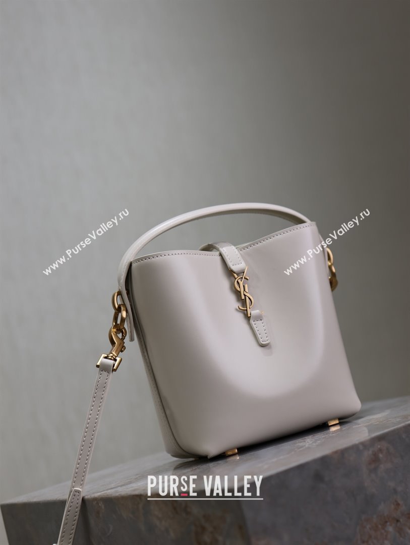 Saint Laurent LE 37 Mini Bucket Bag in White Calfskin 765870 2024 (MHUI-24110120)