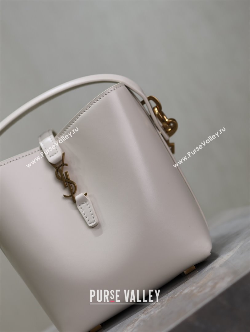 Saint Laurent LE 37 Mini Bucket Bag in White Calfskin 765870 2024 (MHUI-24110120)