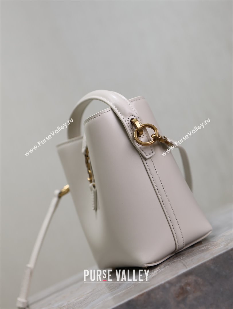 Saint Laurent LE 37 Mini Bucket Bag in White Calfskin 765870 2024 (MHUI-24110120)